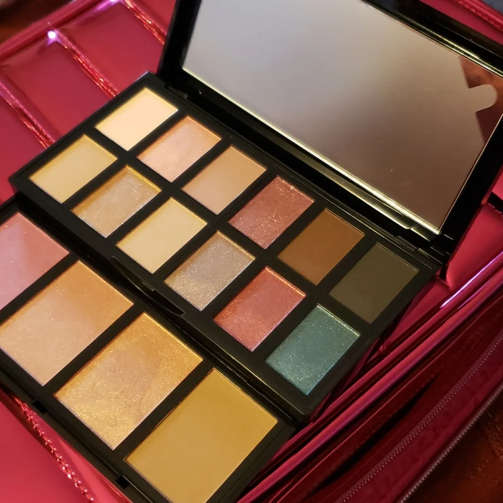 LANCÔME EYE & CHEEK PALETTE IN ONE & DUAL ENDED MAKEUP SHADOW & BLUSH BRUSH